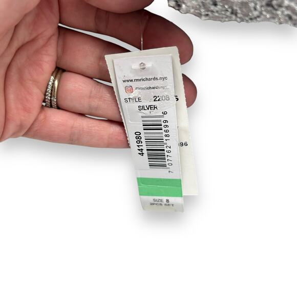 NEW R&M Richards Dress Set Size 8 Gray Cascading 3/4 Sleeve Lace Jacket Cardigan - Picture 16 of 16